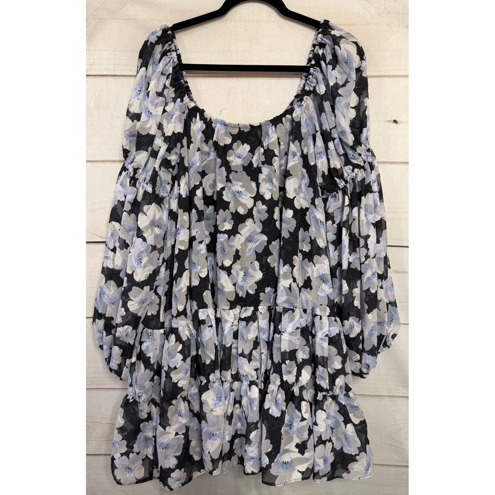En Saison Black and White Floral Long Sleeve Dress